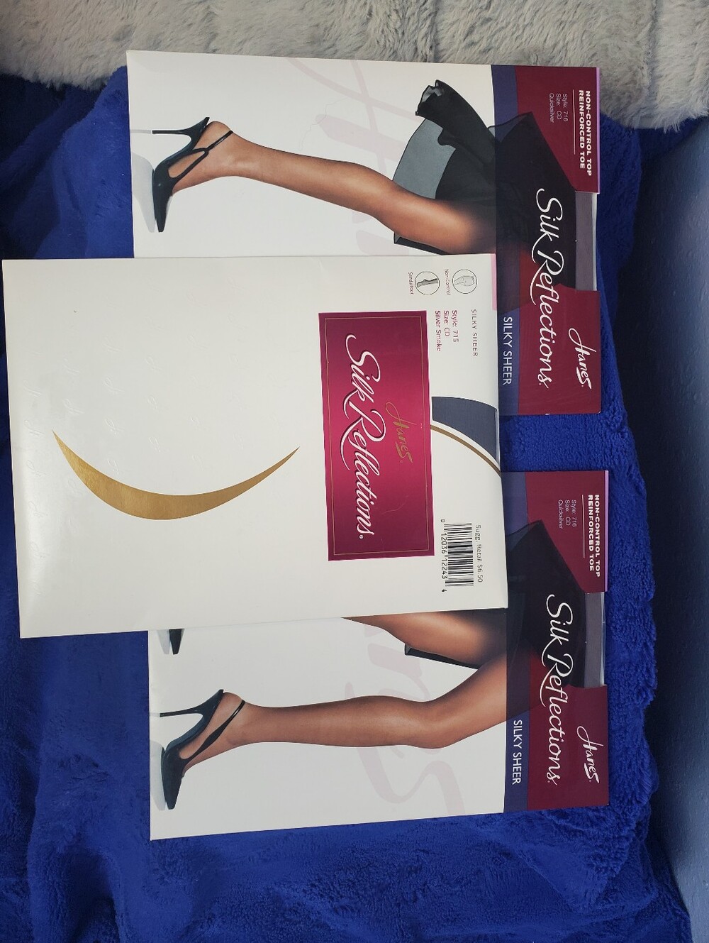 New 3 Pack Hanes Silk Reflections Pantyhose Size CD, Quicksilver & Silver Smoke